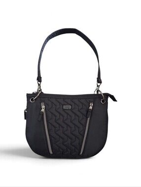 Lug Swivel Black Quilted Convertible Handbag RFID Lined